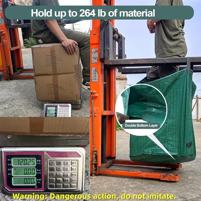 Pilntons 4 Pack 137 Gallons Reusable Yard Waste Bags with Double Bottom Layer Extra Large Leaf Lawn Bags Reusable Heavy Duty With 4 Reinforced Handles Garden waste Bags for Debris Grass Clipping - Image 2
